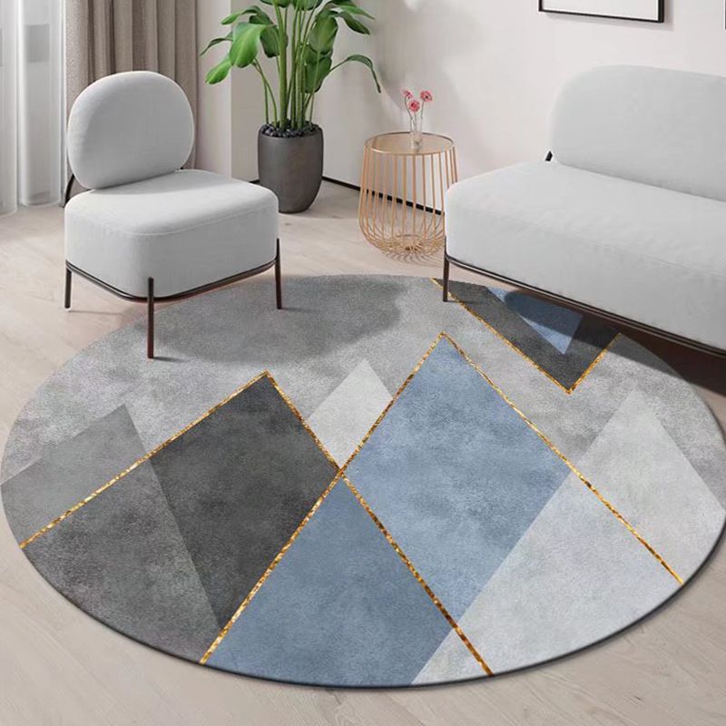Gray Modern Rug Polyester Striped Rug Stain Resistant Rug for Living Room
