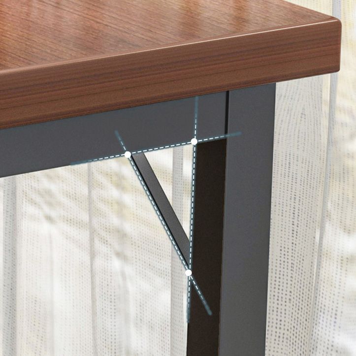 Industrial Style Bistro Bar Table Wooden Rectangle Metal Base Bar Table