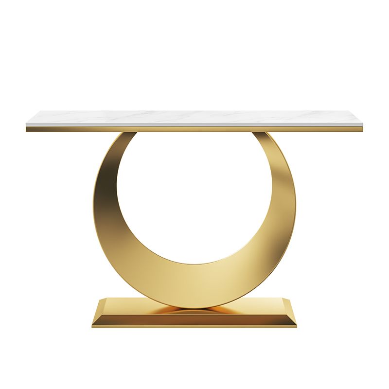 Glam Rectangle Console Table 31.5" Tall Stone Accent Table for Hall