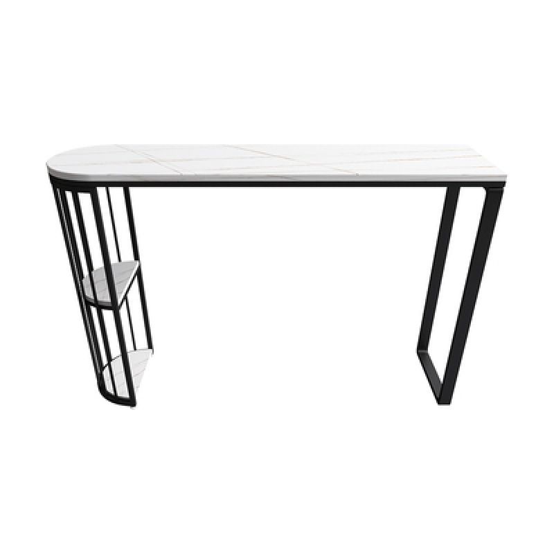 White Modern Style Bar Table in Faux Marble and Metal Specialty Coffee Shop Bar Table