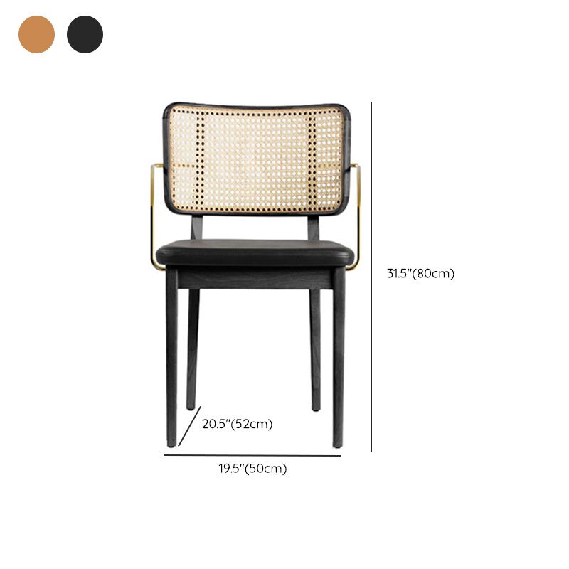 Tropical Armchair Rattan Stacking Outdoors Dining Chairs with Upholstered