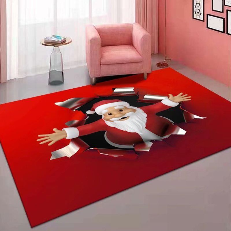 Trendy Christmas Pattern Carpet Polyester Indoor Rug Non-Slip Backing Rug for Living Room