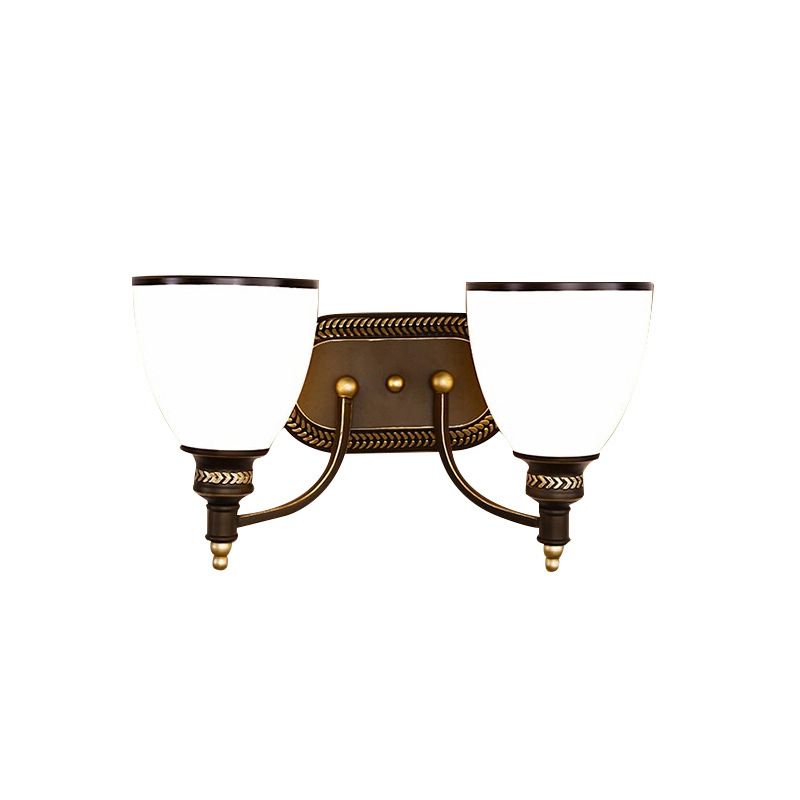 Éclairage mural en forme de cloche vintage 2 têtes d'éclairage d'iconce en verre opaline en marron pour le couloir