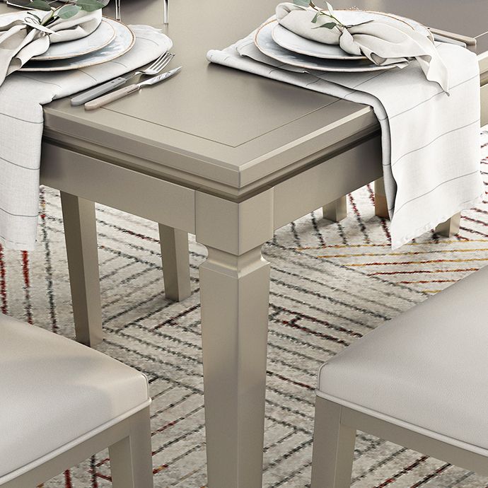 Modern Golden Wood Table Set of 5/7 with Rectangle Table Dining Set with Leather Chairs