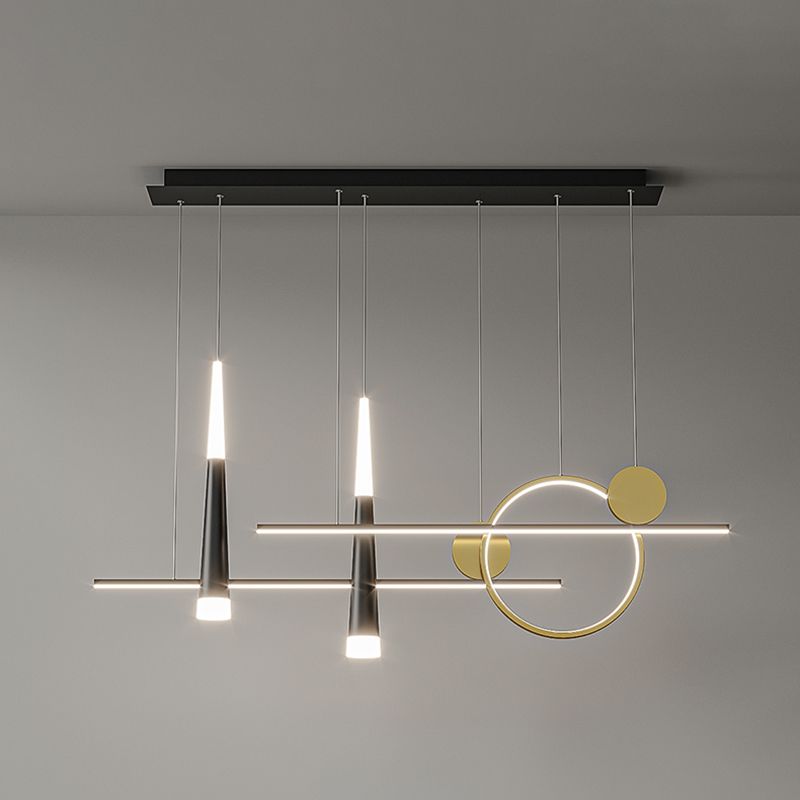 5 Light Linear Island Lighting Contemporary Metal Island Pendant Lights