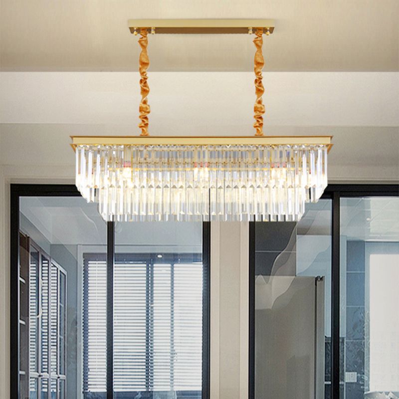 Lineare Inselbeleuchtung in modernen Luxusstil -Kristall -Innenpendelleuchten