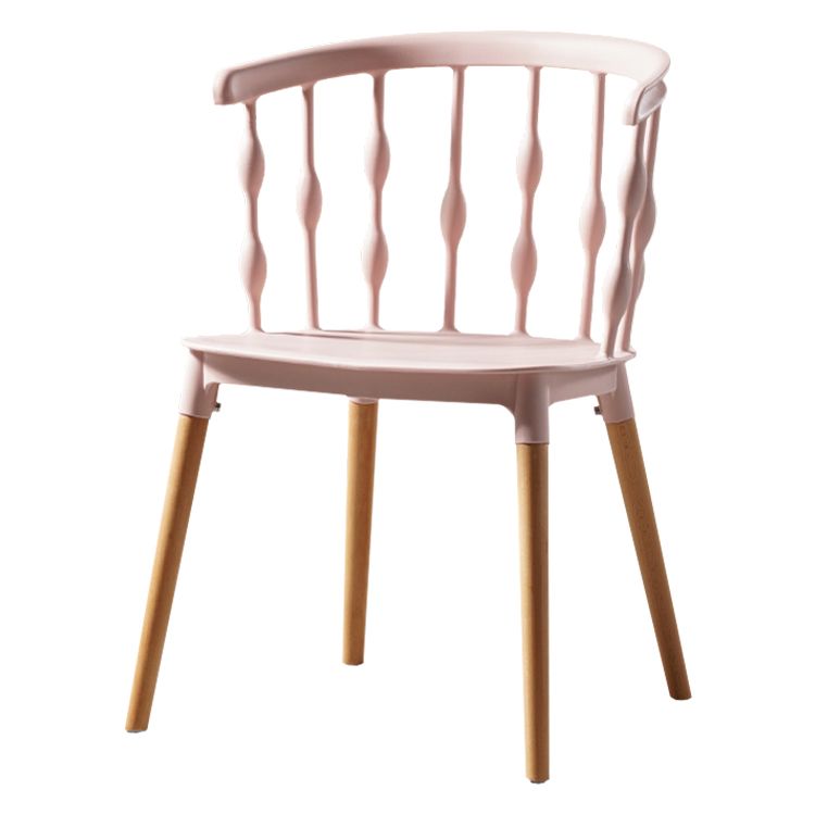 Sillas de comedor estilo moderno Sillas sin brazos de plástico con patas de madera