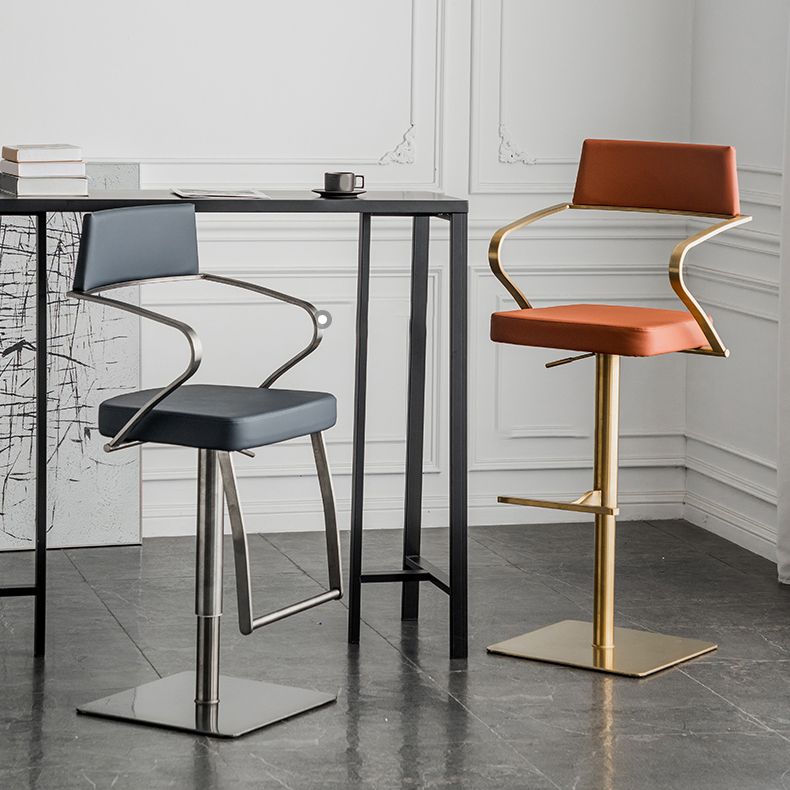 Glam Faux Leather Barstool Liftable Counter Bar Stool for Kitchen