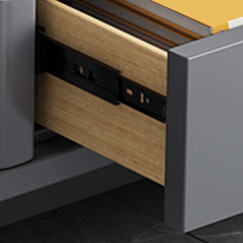 Contemporary Cocktail Table Stone Rectangle Top 4 Legs with 8 Drawers