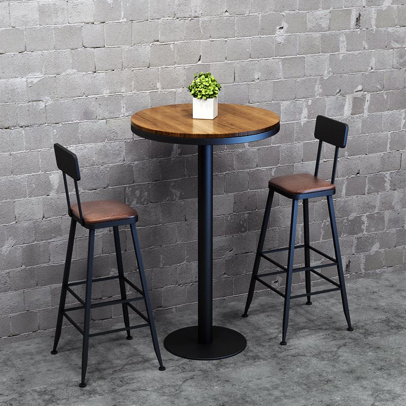 Taburete de bar industrial envejecido Bristol Taburete de bar de cuero con cojín