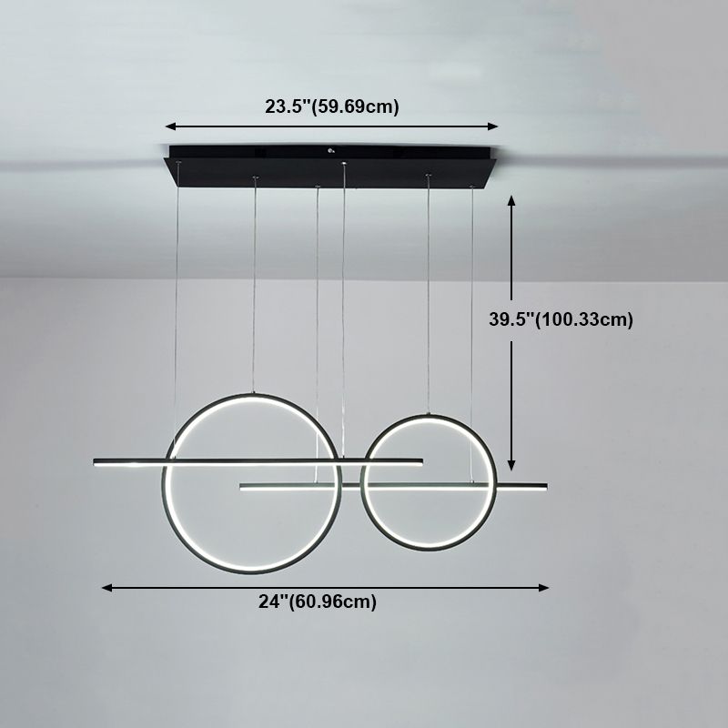 Pendre simple Light Black 4-Light Metal Pending Lighting Fixtures for Dining Room