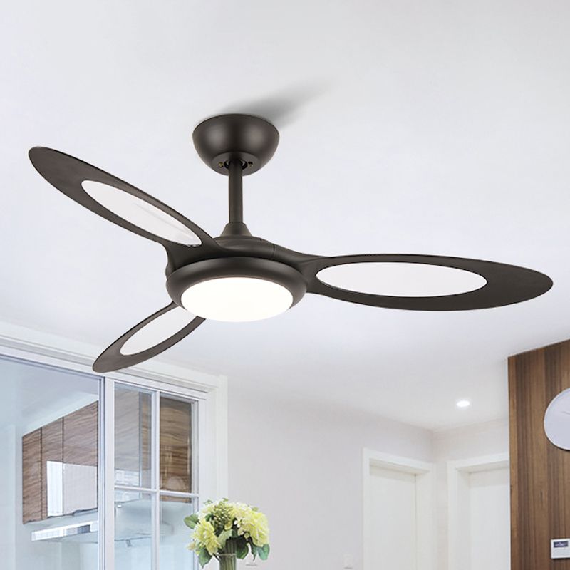 3 Blades LED Anhänger Leuchte Leuchte Traditionelle Esszimmer Halbmontage Beleuchtung mit Kreis Acrylschatten