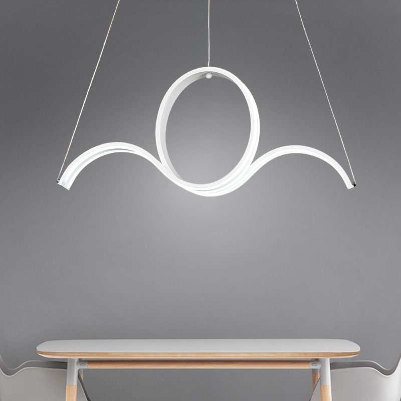 Twending acryl slinger licht Minimalistische LED Witte hanger Kroonluchter in warm/wit licht voor eetkamer