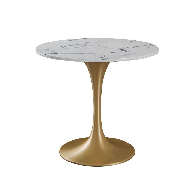 Glam Dinette Set with Leather Chairs 1/4/5 Pieces Glossy White Stone Dining Table Set