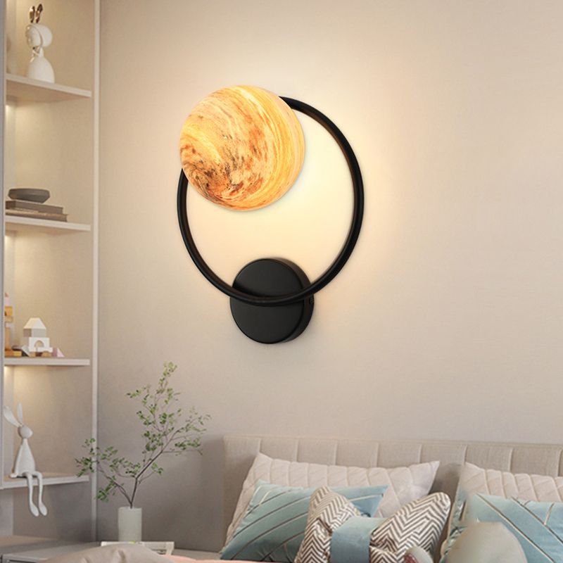 Modernist Wall Sconce Round Wall Light Fixture with Glass for Bedroom
