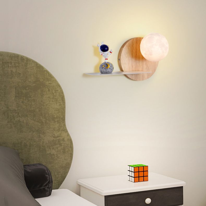 Metal & Wood 1 - Light Wall Light , Kids Style , Round / Square Wall Fixture
