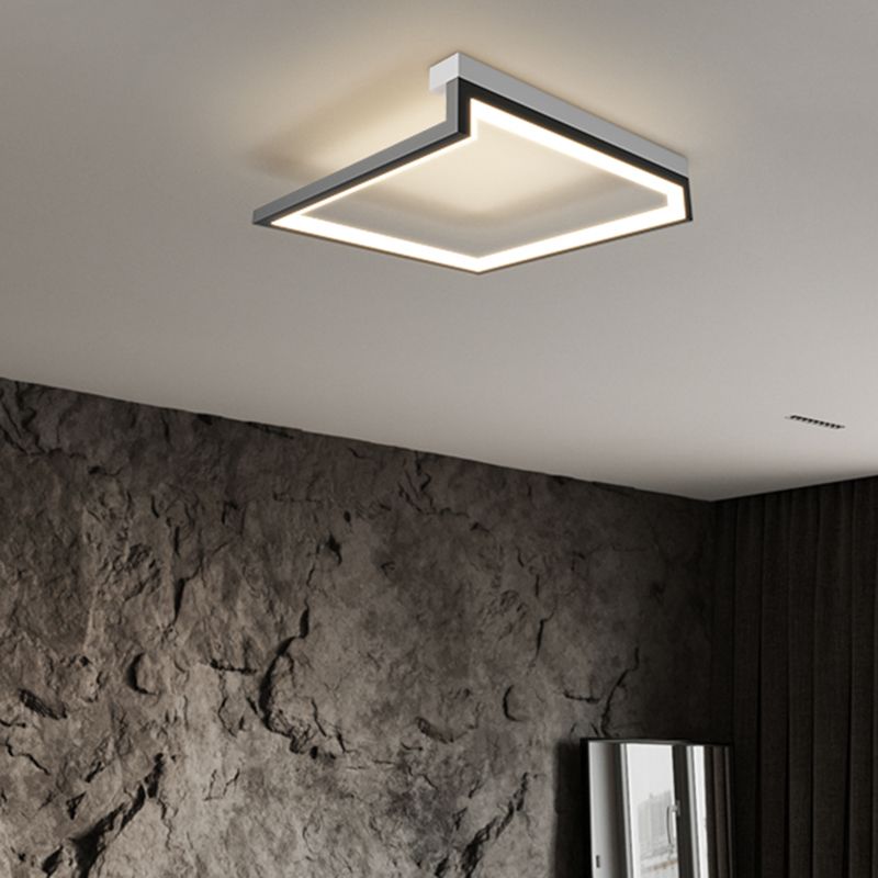 Black Minimalism LED Ceiling Square Light Square Cube Flush Mount Lamp for Bedroom