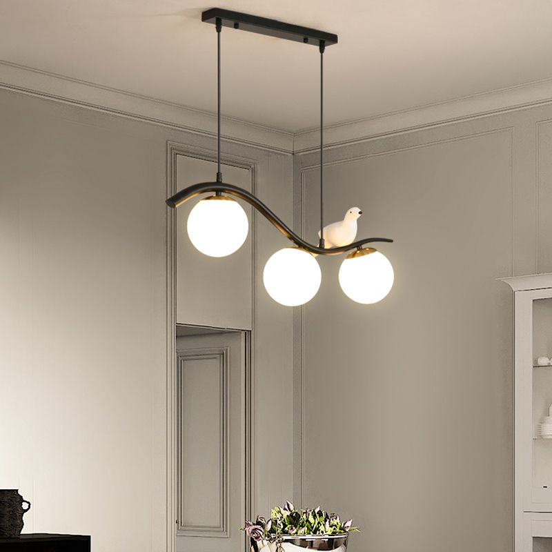 Industrial Black Kitchen Island Lighting Glass Shaded Ceiling Light for Home