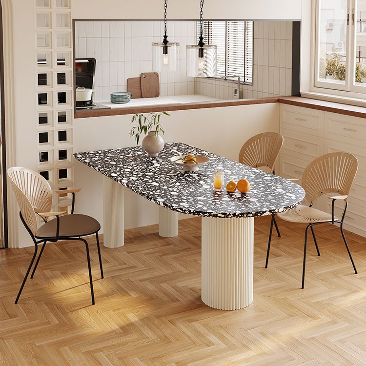 Free Form Contemporary Dining Table for Home Stone Dinette Table with 3 Legs