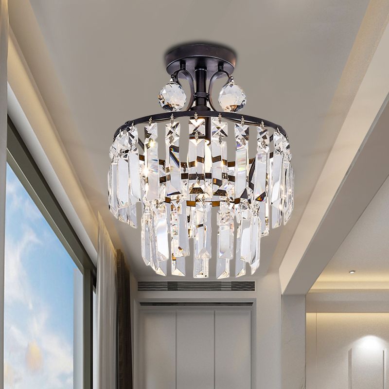 2 livelli semifulco di montaggio modernismo modernismo blocco cristallo 1 luce soffitto nero