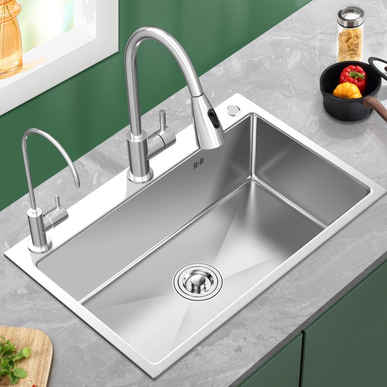 Modern Style Kitchen Sink Overflow Hole Design Drop-In Kitchen Sink with Soundproofing