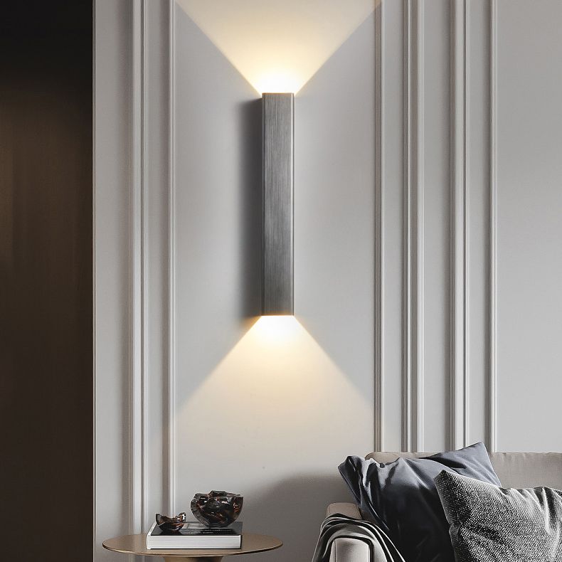 2-Lights Rectangular Lighting Fixtures Aluminum Modern Style Sconces Wall Lamps
