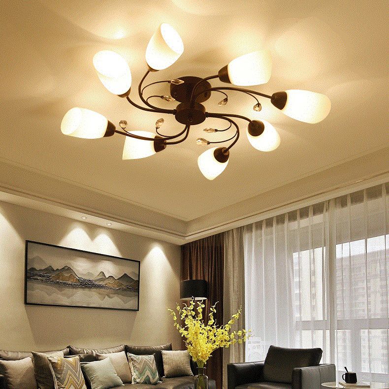 Multi Lights Ceiling Mount Light Minimalist Flush Mount Ceiling Light with Glass Shade