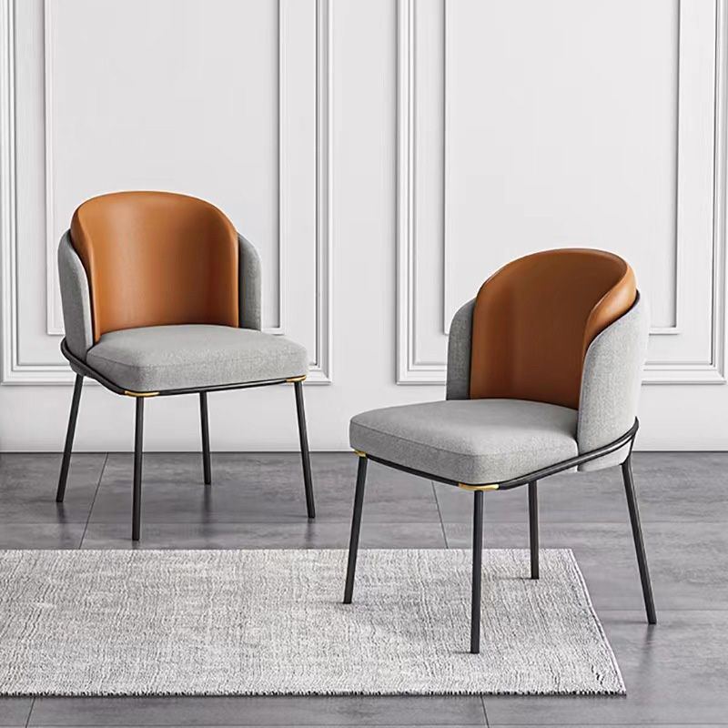 Upholstered Dining Chairs Contemporary Armless Chairs with Metal Base