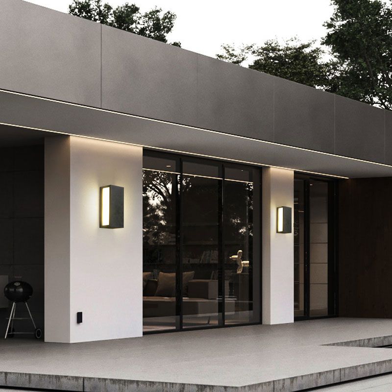 Textured Black Rectangular LED Wall Mounted Light Simplicity Metallic Wall Sconce Lighting for Patio