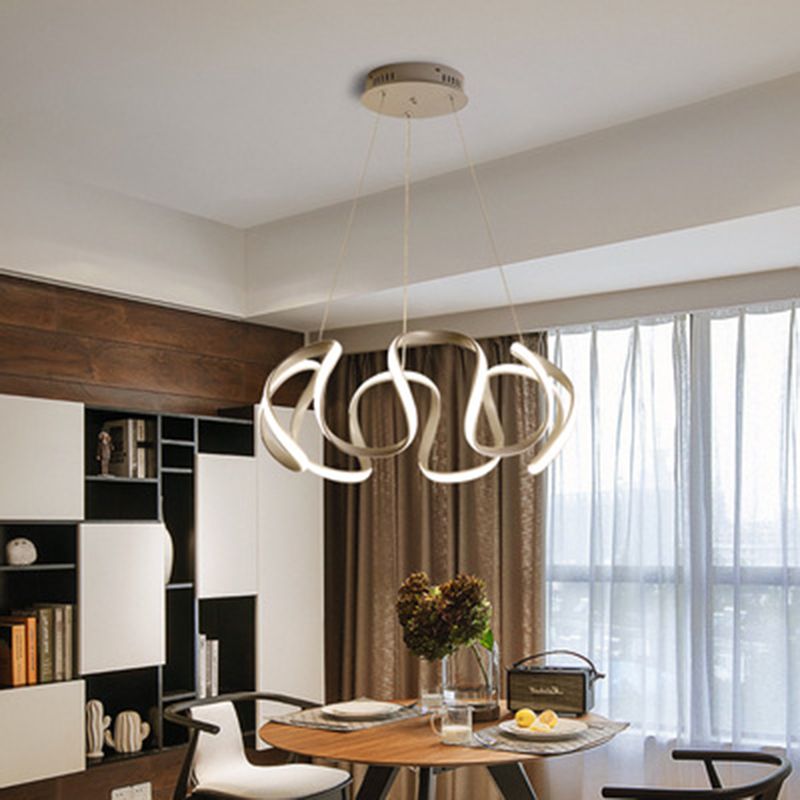 Lámpara de araña retorcida LED moderno de techo acrílico Luz para la sala de estar para la sala de estar dormitorio