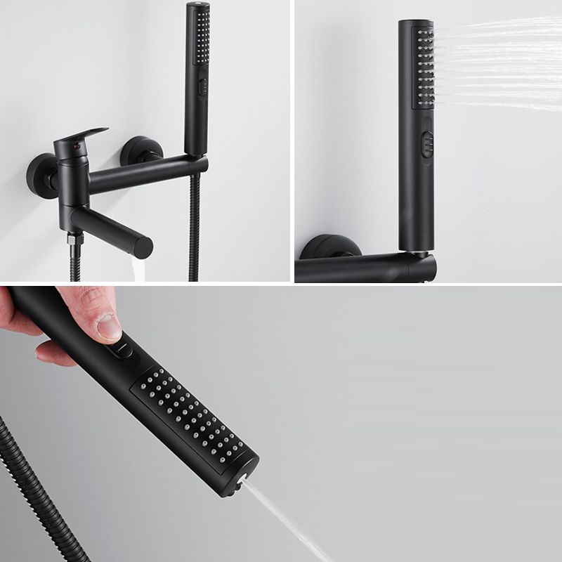 Wall Mounted Metal Tub Filler Single Handle Swivel Tub Faucet Trim