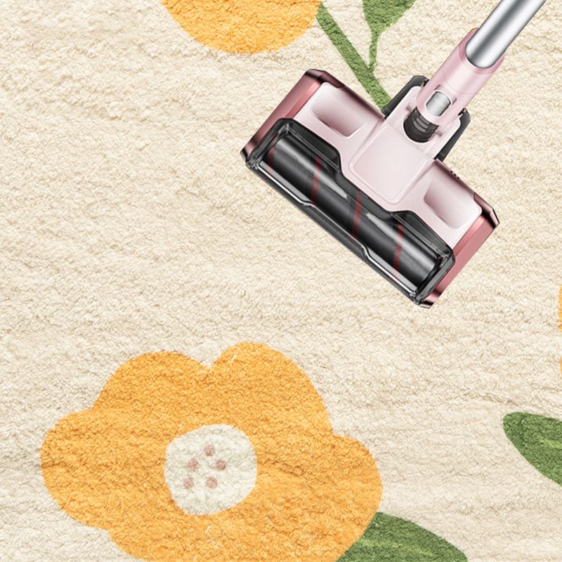 Chic Modern Rug Flower Print Polyester Area Rug Non-Slip Backing Carpet for Bedroom