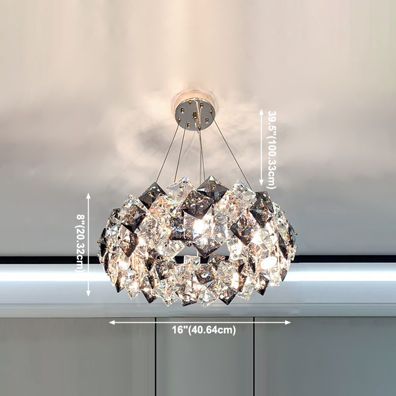 Geometric Pendant Lights Modern Crystal Pendant Lighting Fixture in Grey