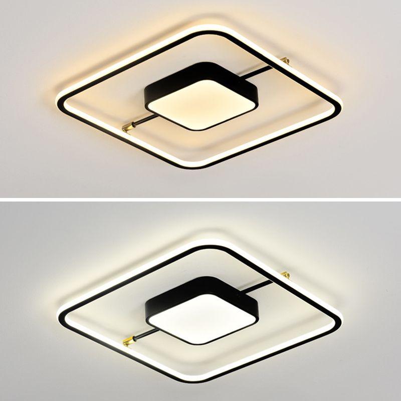 Nordic Square Aluminum Flush Mount Light Bedroom LED Ceiling Flush Mount Light Fixture