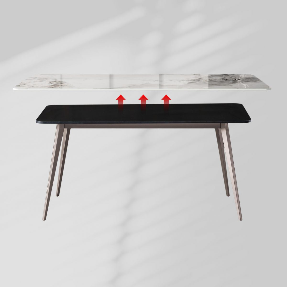 Rectangle 4 Legs Dining Table Modern Sintered Stone Dining Room Table