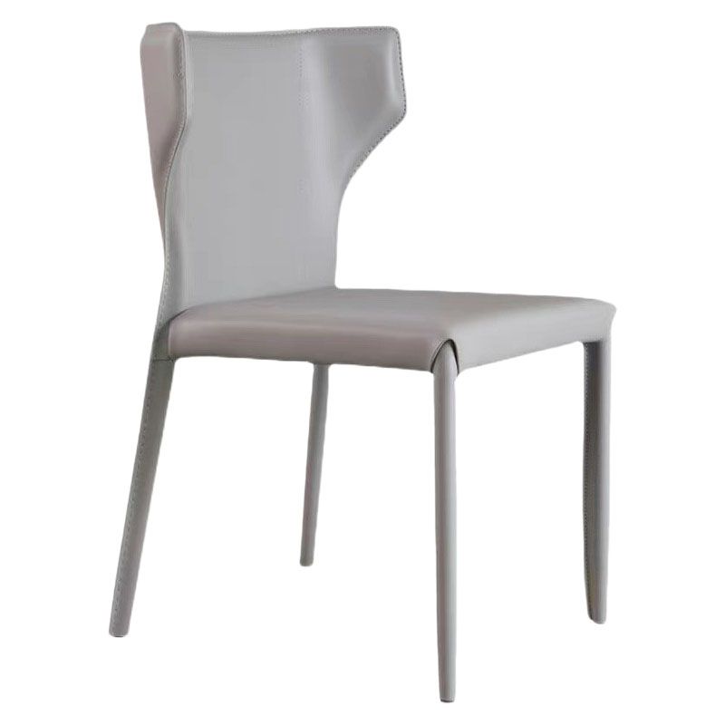 Contemporary Leather Dining Chair Wingback Side Chair in Matte Finish