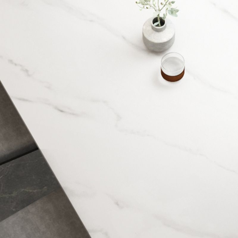 Rectangular Stone Round Table Modern Dining Table Furniture with Metal Base