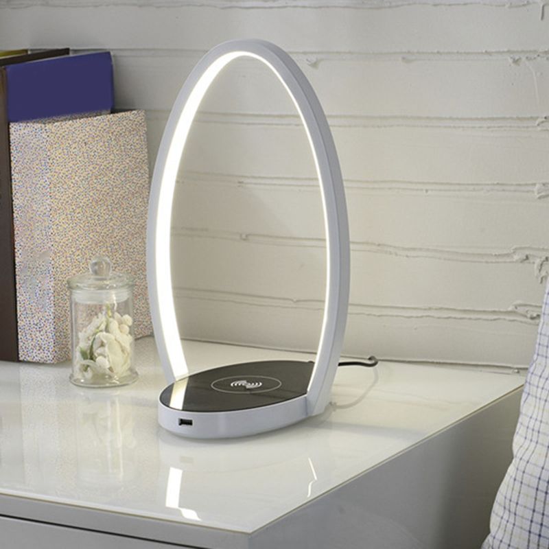 Chargeur sans fil en forme d'oeuf lampe à LEM nordique Métal Métal Lumière de nuit en blanc