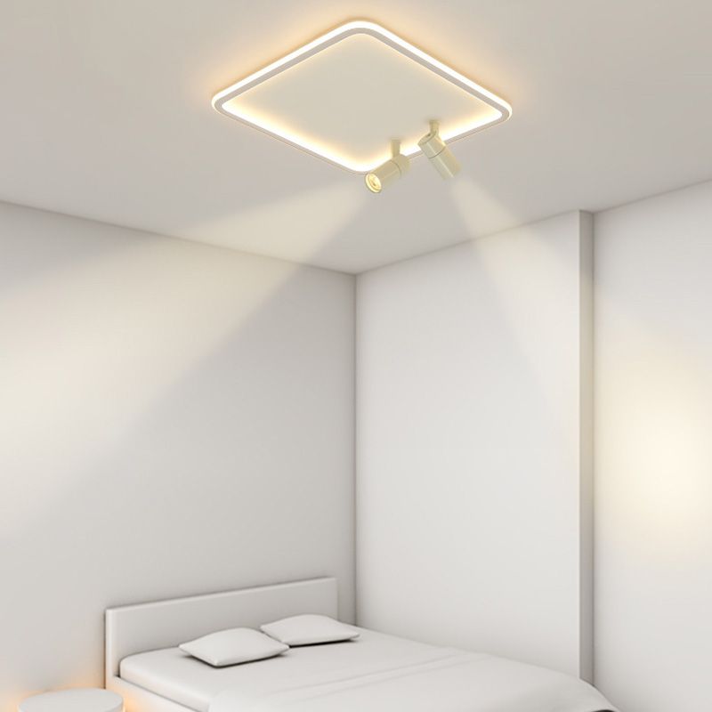 Projecteur de plafond affleurant pour salon, cadre en aluminium blanc, luminaire sur rail LED