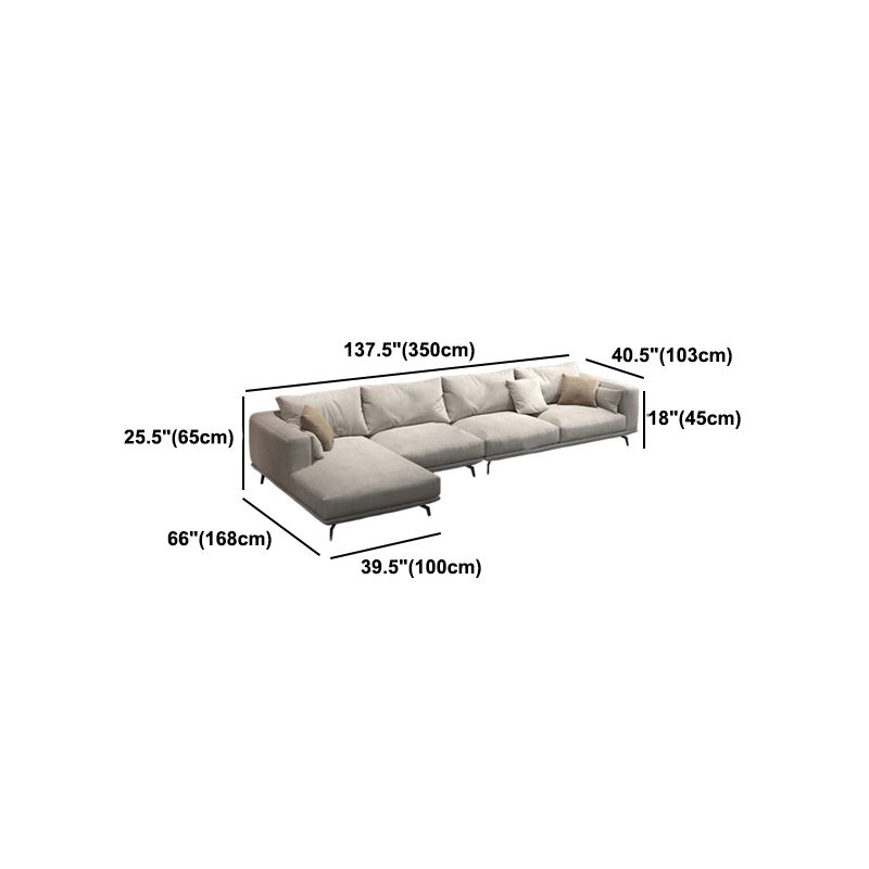White Faux Leather Sofa & Chaise Loose Back Cushions Sofa - 25.59" H