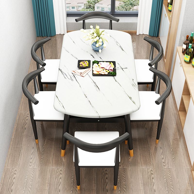 Standard Wood Top Dining Room Set with 4 Black Wood Legs Base for Dining Furniture
