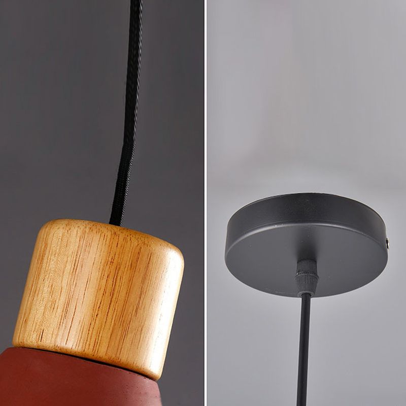Zement + Massivholz Einfachheit Mini Hanging Light 4,9 "breites nordischer Lampen -Leuchten -Anhänger für das Café
