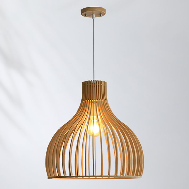 Geometric Shape Wood Hanging Light Modern Style 1 Light Hanging Light Fixtures in Brown