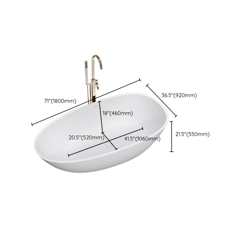 Modern Oval Tub with Drain and Overflow Trim White Soaking Bathtub for Home