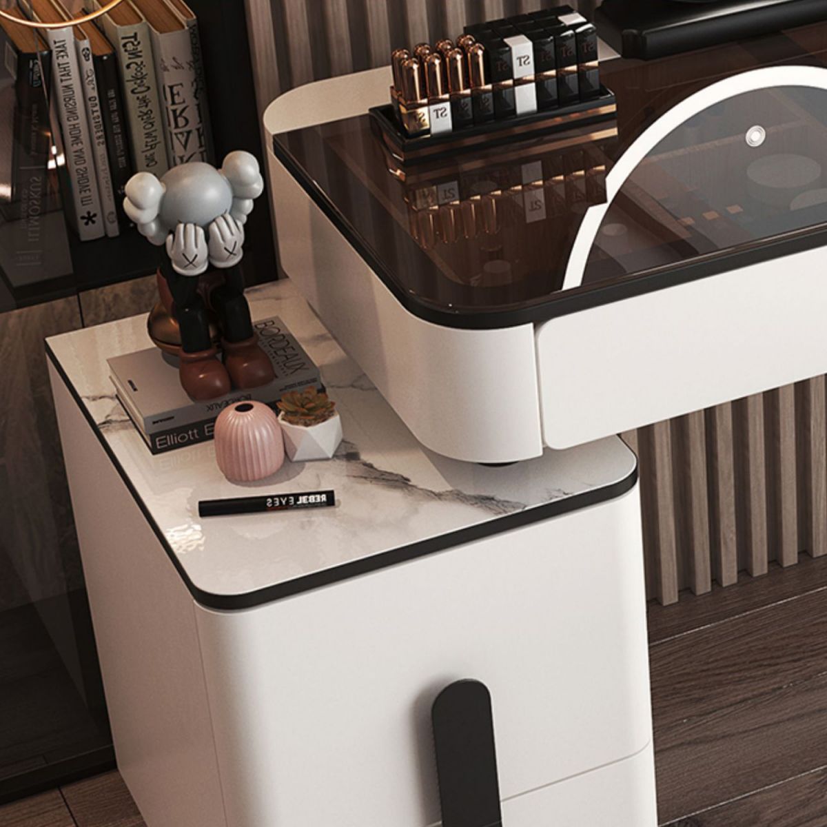 Glam Glass Bedroom Vanity Desk 4 Drawer Vanity Dressing Table