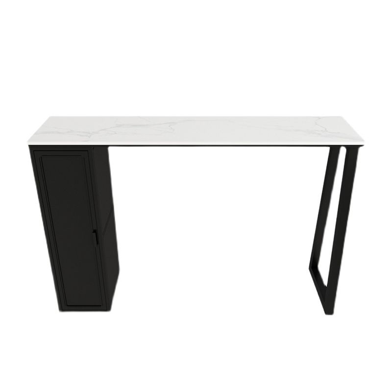 Modern 1/3 Pieces Bar Table Set Rectangle Stone Counter Table with Backless Stools