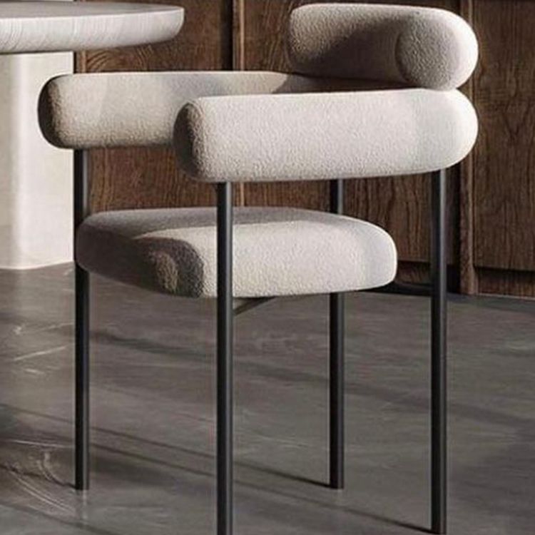 Nordic Style Upholstered Open Arm Dining Chair in Matte Finish