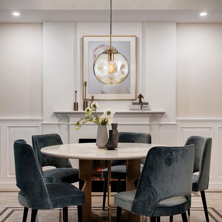 Creative Concave Design Globe Hanging Light 1-Light Nordic minimalisme Transparency Glass Suspension Lampe