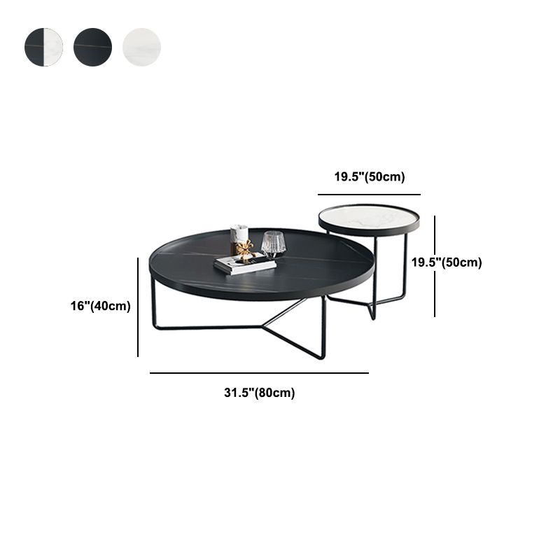 2 Piece Round Nesting Tables Modern Minimalist Slate Coffee Table