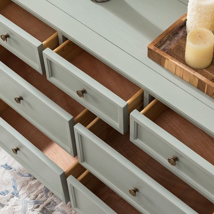 Solid Wood Storage Chest Glam Horizontal Dresser with Drawers